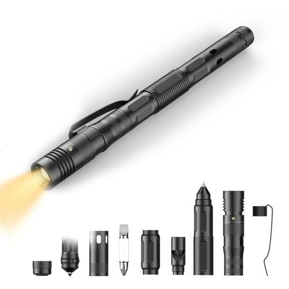 Multifunctional Self Defense Tactical Pen Defense Flashlight Aluminum Screwdrive - Picture 3 of 16